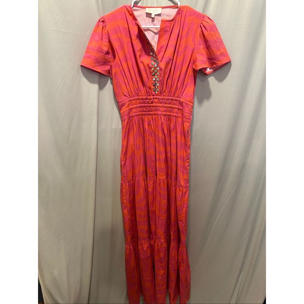 Sheridan French Pink & Orange Abstract Print Maxi Dress – XS